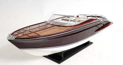 11" Black and White Solid Wood Hand Painted Riva Rivarama Luxury Yacht Exclusive Edition Model Boat