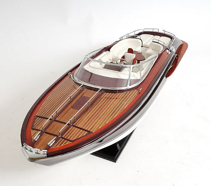 11" Black and White Solid Wood Hand Painted Riva Rivarama Luxury Yacht Exclusive Edition Model Boat