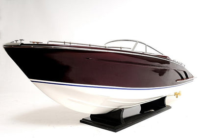 11" Black and White Solid Wood Hand Painted Riva Rivarama Luxury Yacht Exclusive Edition Model Boat