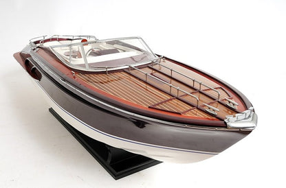 11" Black and White Solid Wood Hand Painted Riva Rivarama Luxury Yacht Exclusive Edition Model Boat
