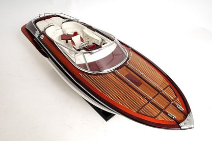 11" Black and White Solid Wood Hand Painted Riva Rivarama Luxury Yacht Exclusive Edition Model Boat