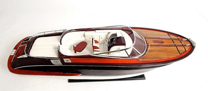11" Black and White Solid Wood Hand Painted Riva Rivarama Luxury Yacht Exclusive Edition Model Boat