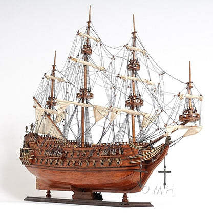 32" Wood Brown Solid Wood Hand Painted c1665 Zeven Provincien Model Boat