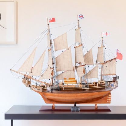 30" Wood Brown Solid Wood Hand Painted HMS Bounty 1787 Model Boat