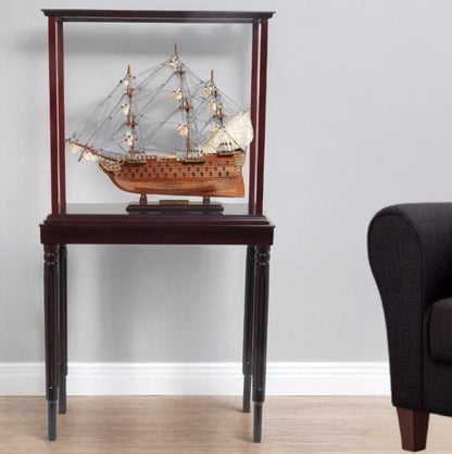 50" Wood Brown HMS Victory Hand Painted Boat with Case