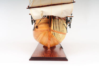 34" Wood Brown Solid Wood Hand Painted HMS Endeavour 1768 Open Hull Model Boat