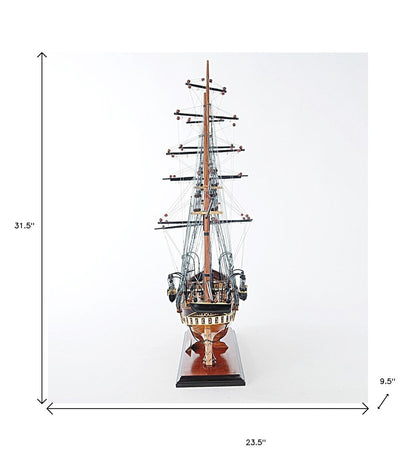 24" Wood Brown Solid Wood Hand Painted 1862 CSS Alabama Model Boat