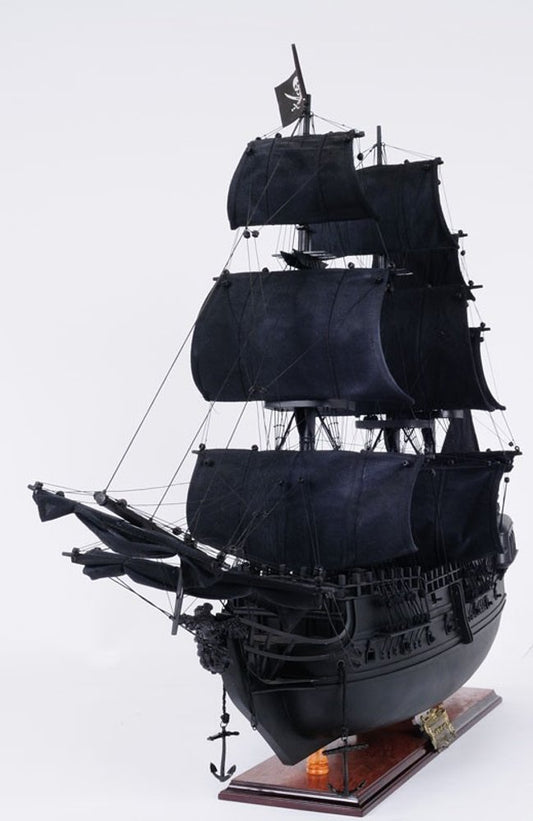 29" Black Black Pearl Pirate Boat Hand Painted Decorative Boat