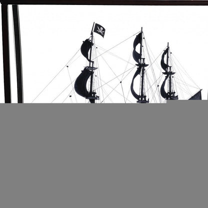39" Black Solid Wood Hand Painted Black Pearl Pirate Table Top Display Model Boat