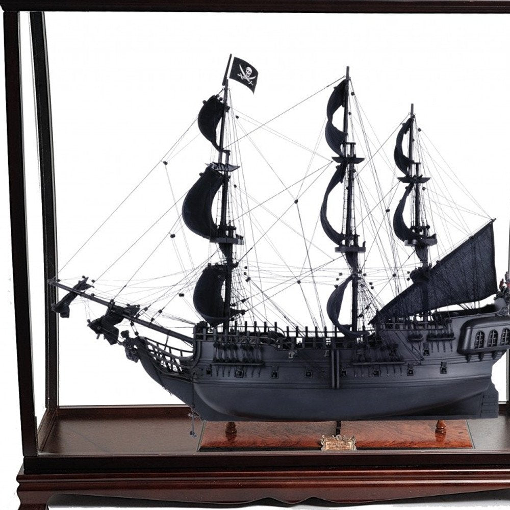 39" Black Solid Wood Hand Painted Black Pearl Pirate Table Top Display Model Boat