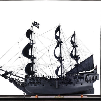 69" Black Solid Wood Hand Painted Black Pearl Pirate Floor Display Model Boat