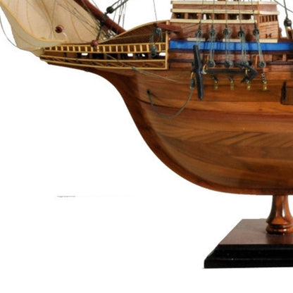 30" Wood Brown Mayflower Boat Hand Painted Decorative Boat