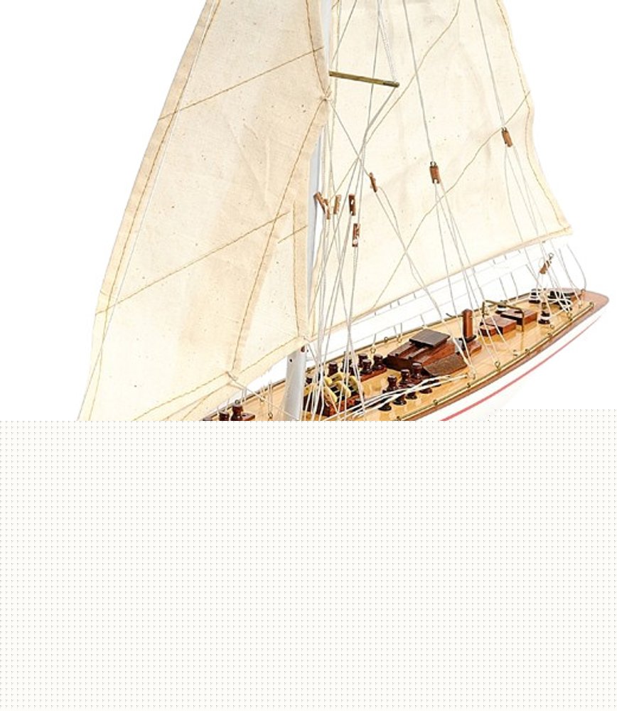 32" Red and White Solid Wood Hand Painted p-Oxybis(benzenesulfonyl hydrazide) Model Boat