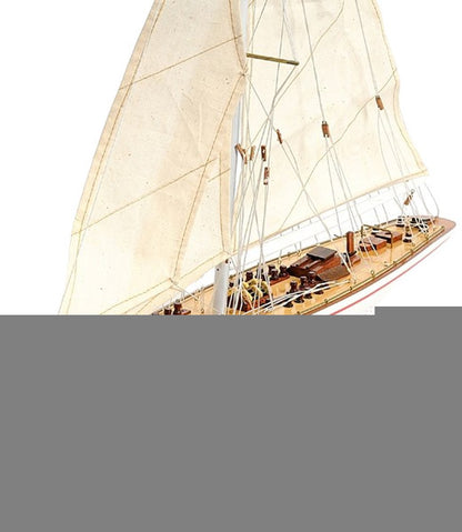 32" Red and White Solid Wood Hand Painted p-Oxybis(benzenesulfonyl hydrazide) Model Boat