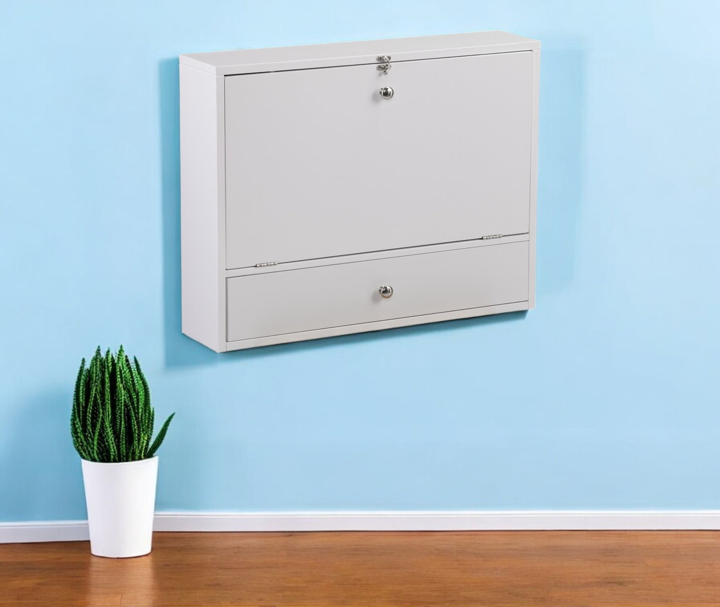 26" White Wall Mounted Floating Desk