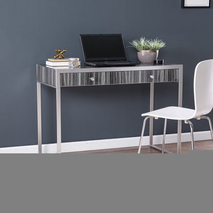 42" Silver Writing Desk With Two Drawers