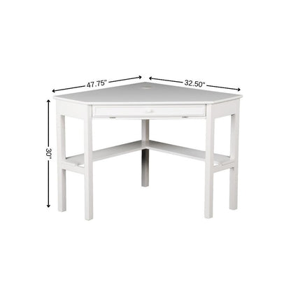48" White Solid Wood Corner Writing Desk