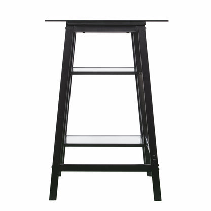 46" Clear and Black Glass Writing Desk
