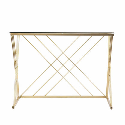 40" Clear and Gold Glass Writing Desk