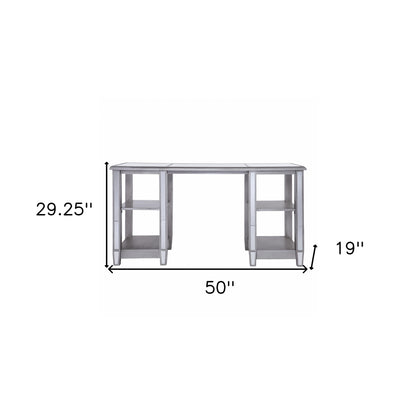 50" Silver Mirrored Writing Desk