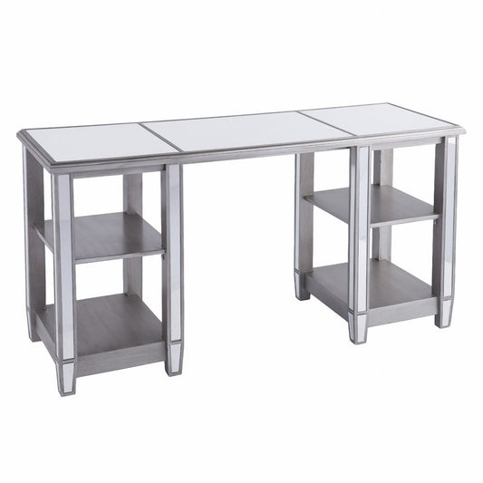 50" Silver Wood Mirrored