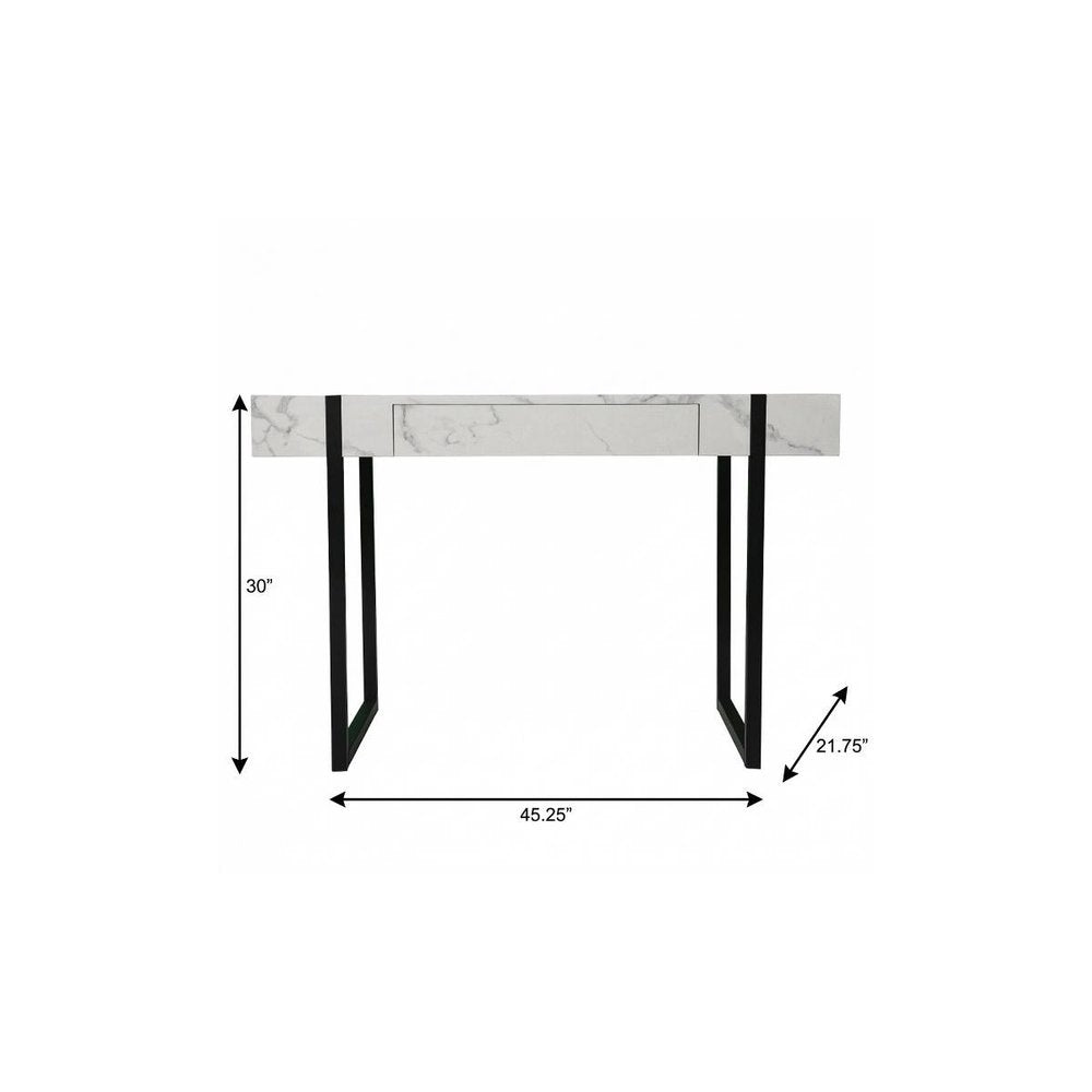 45" White and Black Writing Desk