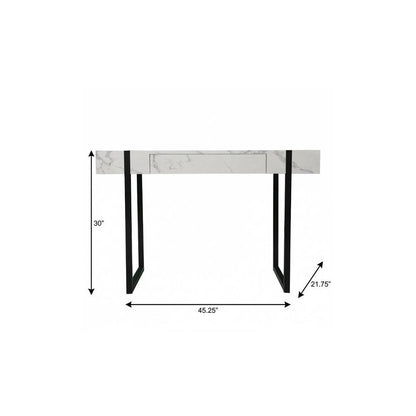 45" White and Black Writing Desk