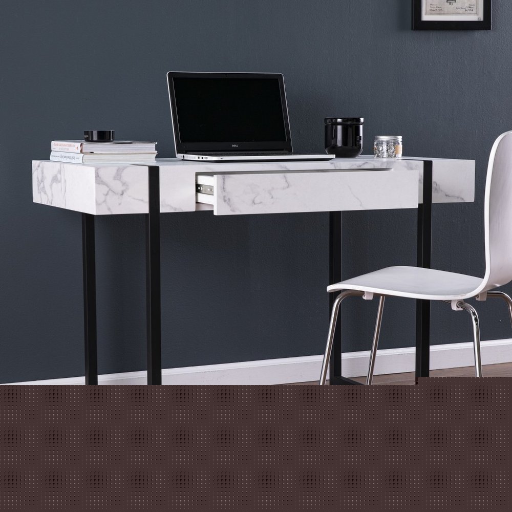 45" White and Black Writing Desk