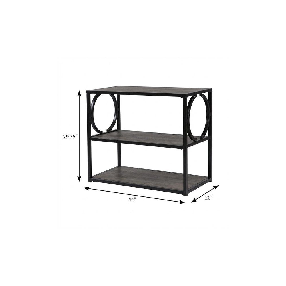 Wood and Iron Writing Desk with Storage