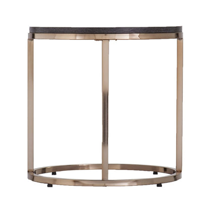 32" Champagne And Charcoal Manufactured Wood And Metal With Iron Round Coffee Table