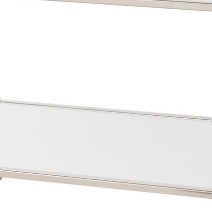 43" Silver Mirrored And Metal Rectangular Mirrored Coffee Table