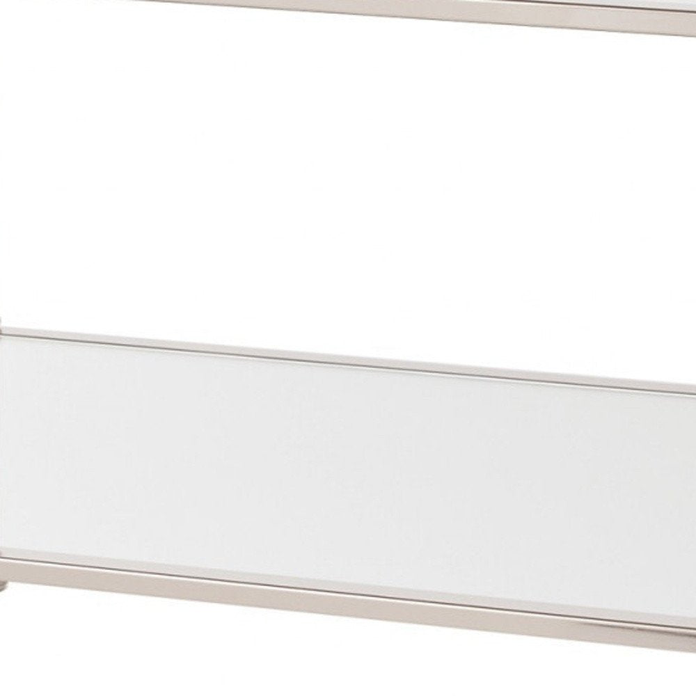 43" Silver Mirrored And Metal Rectangular Mirrored Coffee Table