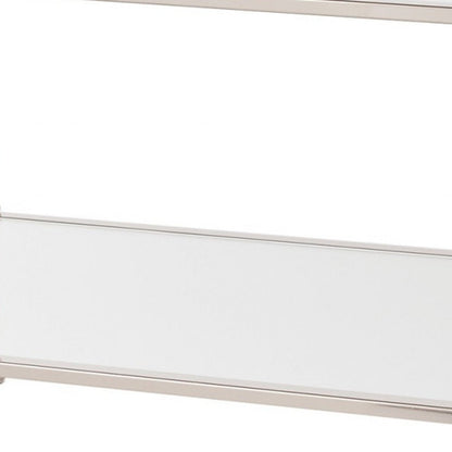 43" Silver Mirrored And Metal Rectangular Mirrored Coffee Table