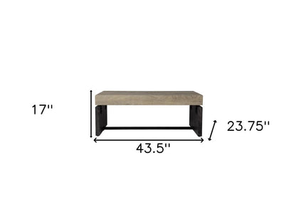 44" Natural And Black Chunky  Wood With Iron Coffee Table