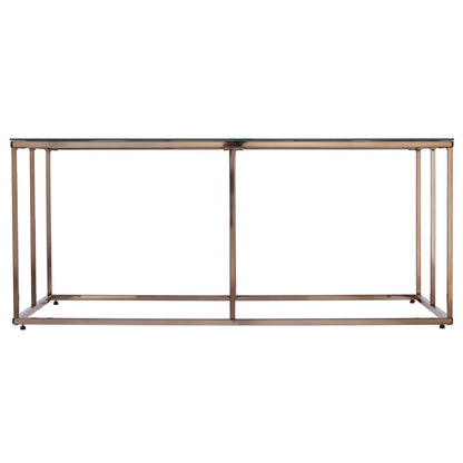 42" Clear and Champagne Glass and Metal Coffee Table