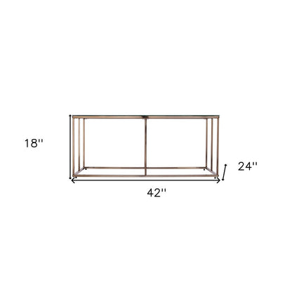 42" Clear and Champagne Glass and Metal Coffee Table