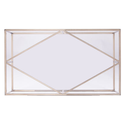 42" Clear and Champagne Glass and Metal Coffee Table