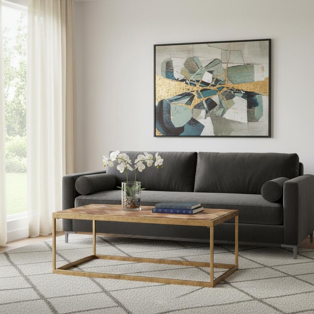 48" Natural And Natural Brown Solid Wood And Metal Rectangular Coffee Table