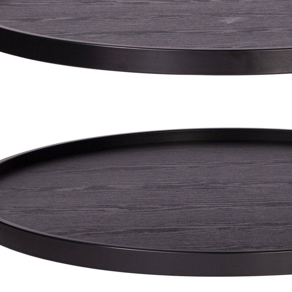 33" Black Manufactured Wood And Metal Round Coffee Table