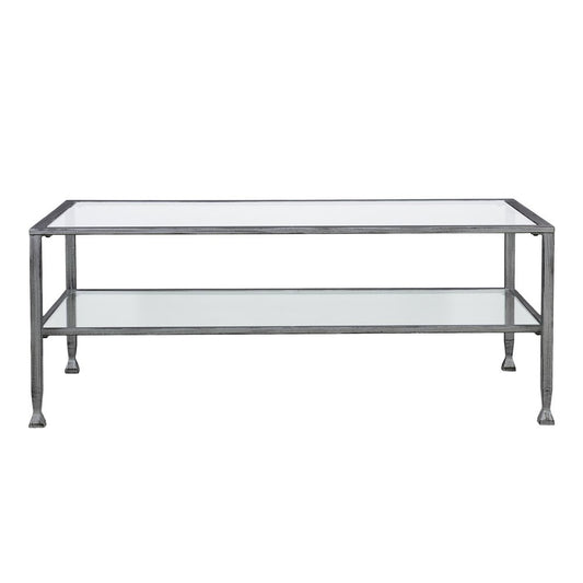 48" Silver Glass and Metal Coffee Table