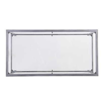 48" Silver Glass And Metal Rectangular Coffee Table
