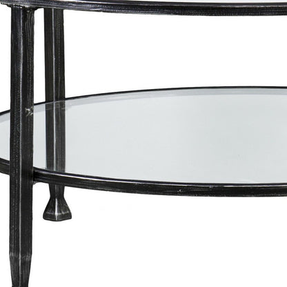 36" Black Glass And Metal Round Coffee Table