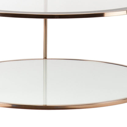 34" Clear and Gold Glass with Iron Round Coffee Table