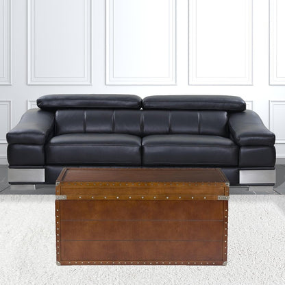 39" Brown Manufactured Wood And Metal Rectangular Coffee Table