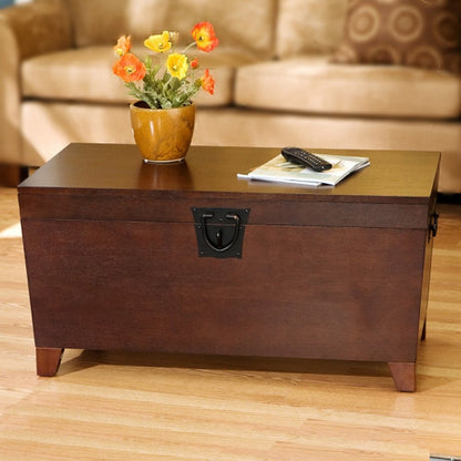 39" Brown Wood With Iron Trunk Coffee Table