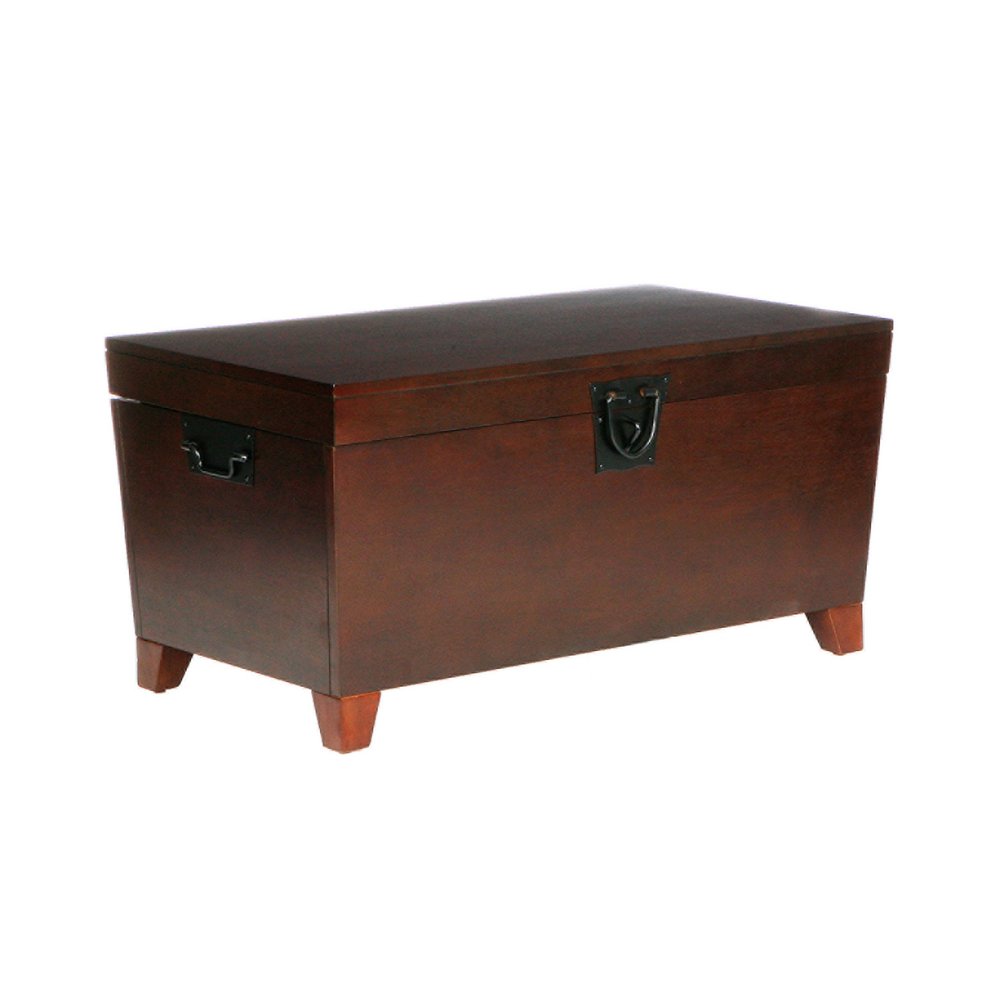 39" Brown Wood With Iron Trunk Coffee Table