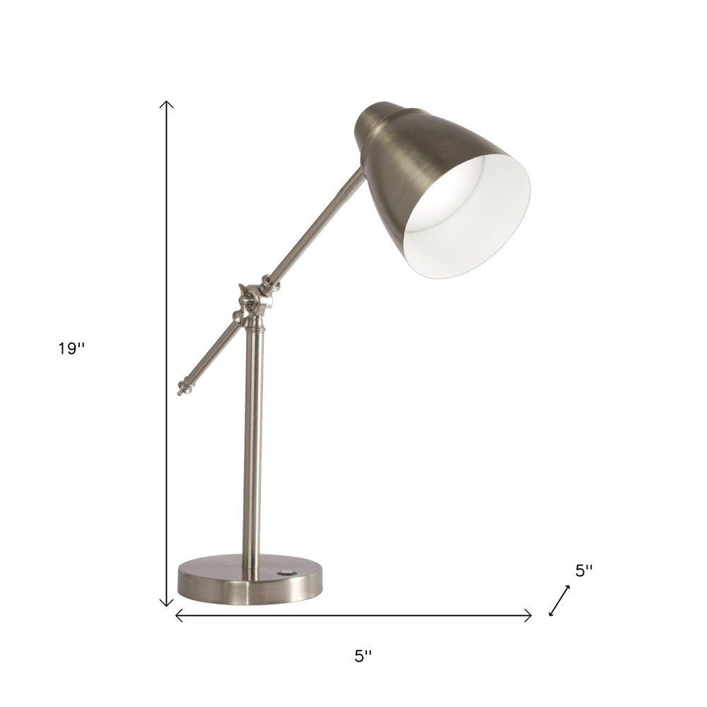 Brushed Silver LED Adjustable Desk Lamp