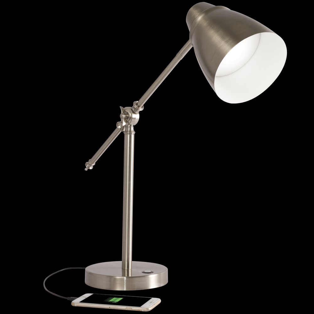 Brushed Silver LED Adjustable Desk Lamp