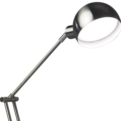 18" Nickel Metal Adjustable Swing Arm LED Desk Lamp With USB