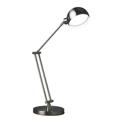 18" Nickel Metal Adjustable Swing Arm LED Desk Lamp With USB